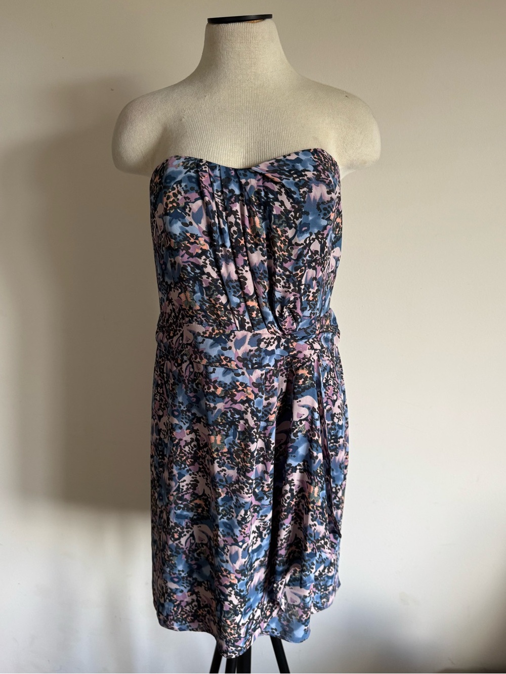 I Heart Ronson Purple Blue Sleeveless Summer Floral Pattern Dress Large NWOT